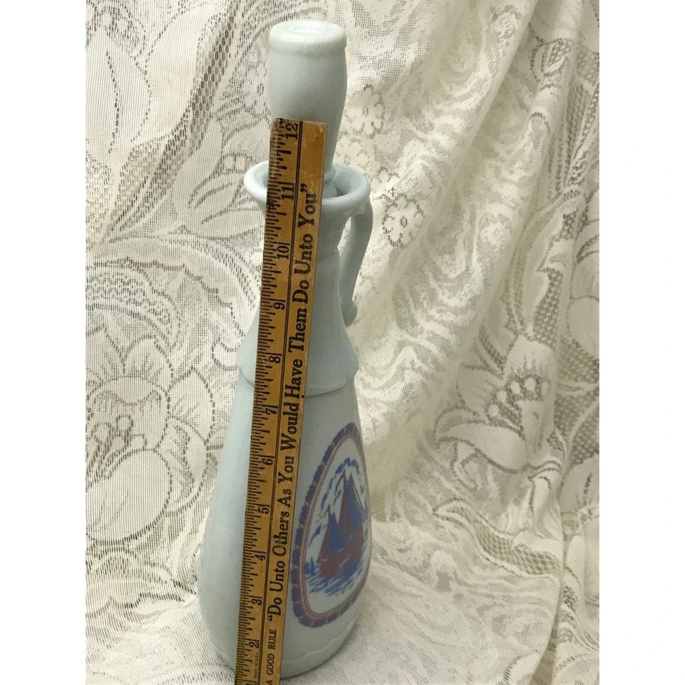 1963 Jim Beam Whisky‎ Decanter Blue and Red Delft Windmill Bottle Retro Barware